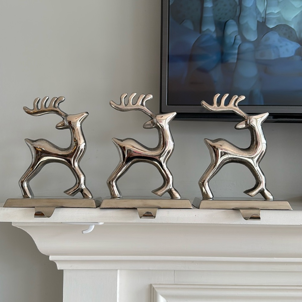 Silver Deer christmas socks mantle hooks